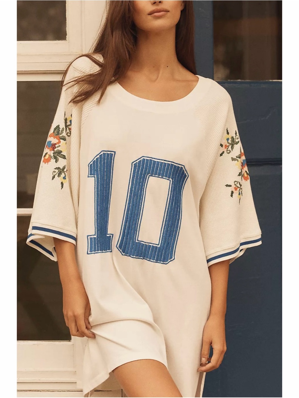LyreBird Anthro Oversized Embroidered Sporty Tee Medium